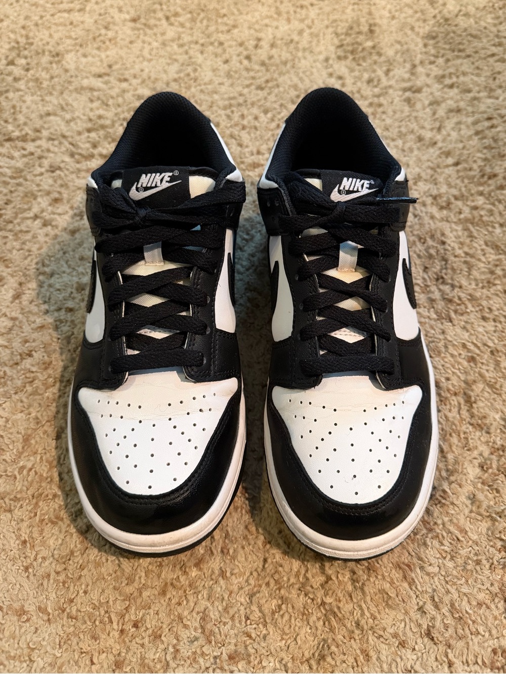 Nike Dunk Low Panda Black White Sneakers Kids 7Y